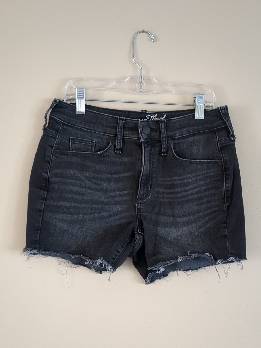 0 Universal Thread Black Raw Hem Denim Jean Shorts High Rise Midi